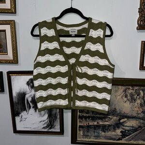 Rhythm Olive and White Striped Tank Top